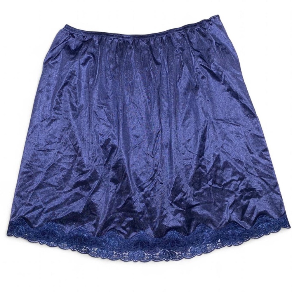 Vintage Midnight Blue Mini Slip Skirt - Picture 4 of 7